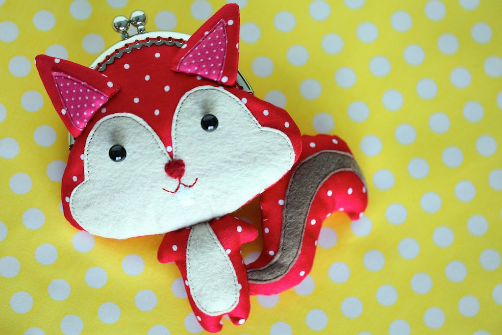 Cute vivid red squirrel clutch purse