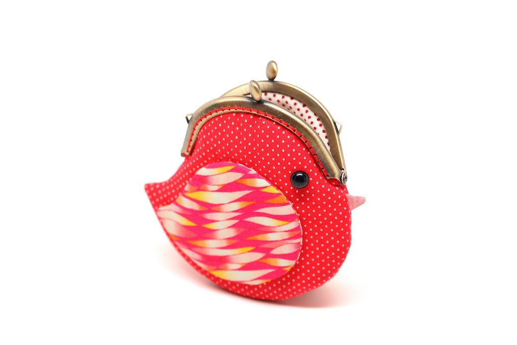 Cute fiery red bird clutch purse