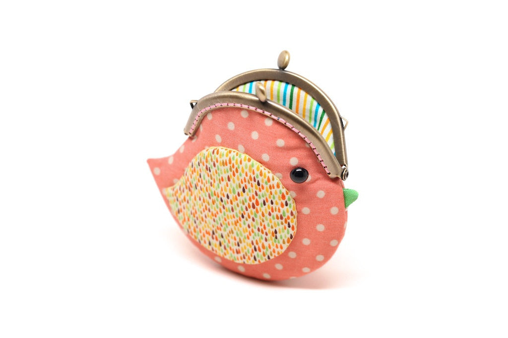 Cute coral pink bird clutch purse
