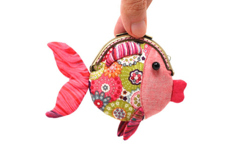 Tiny red goldfish clutch purse