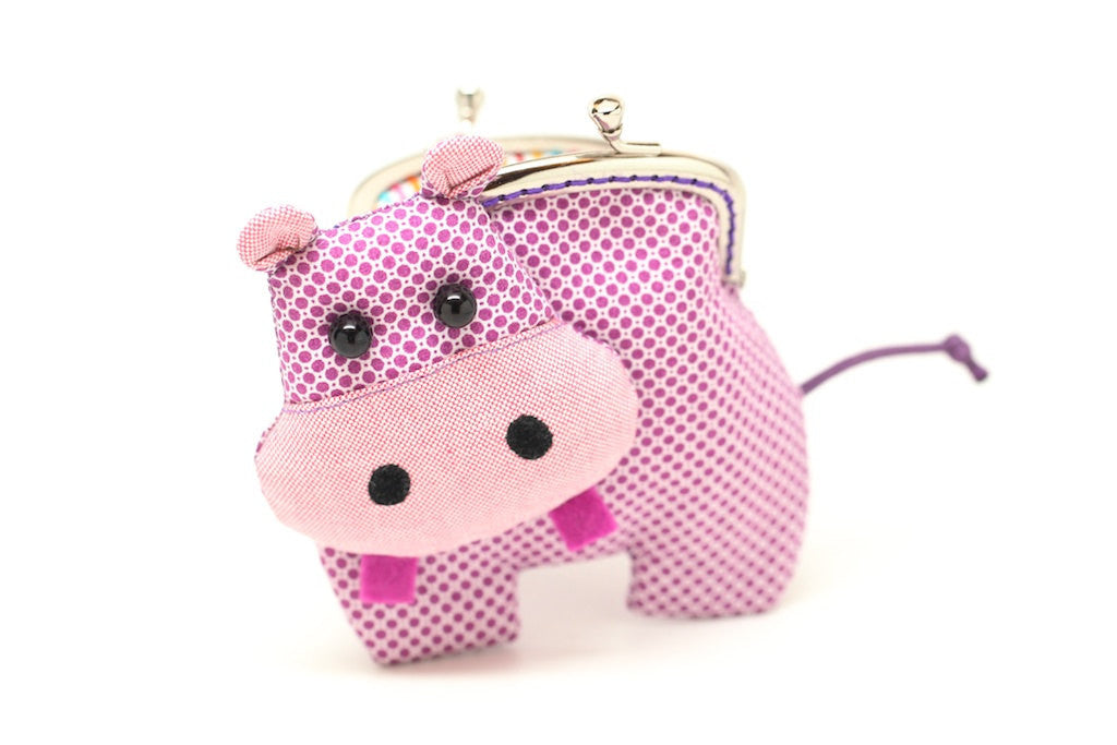 Little romantic purple hippo clutch purse