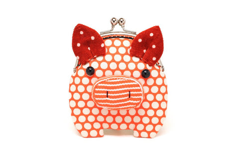 Little ochre orange piggy clutch purse