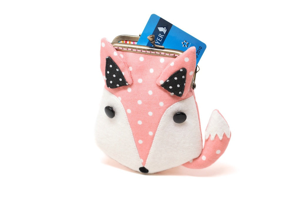 Peachy pink fox card holder wallet