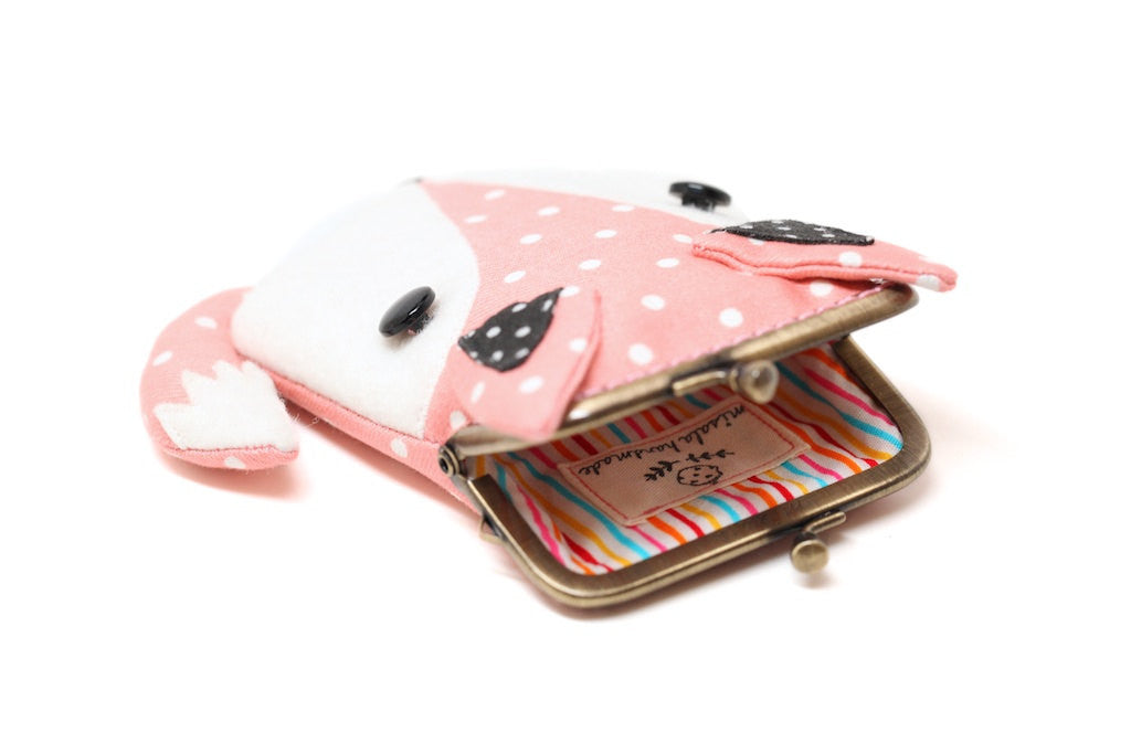 Peachy pink fox card holder wallet