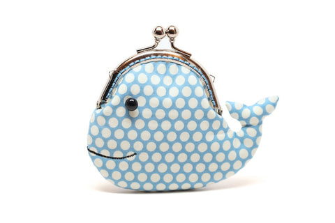 Cute cerulean blue whale clutch purse