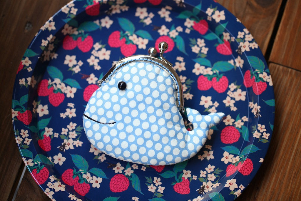 Cute cerulean blue whale clutch purse