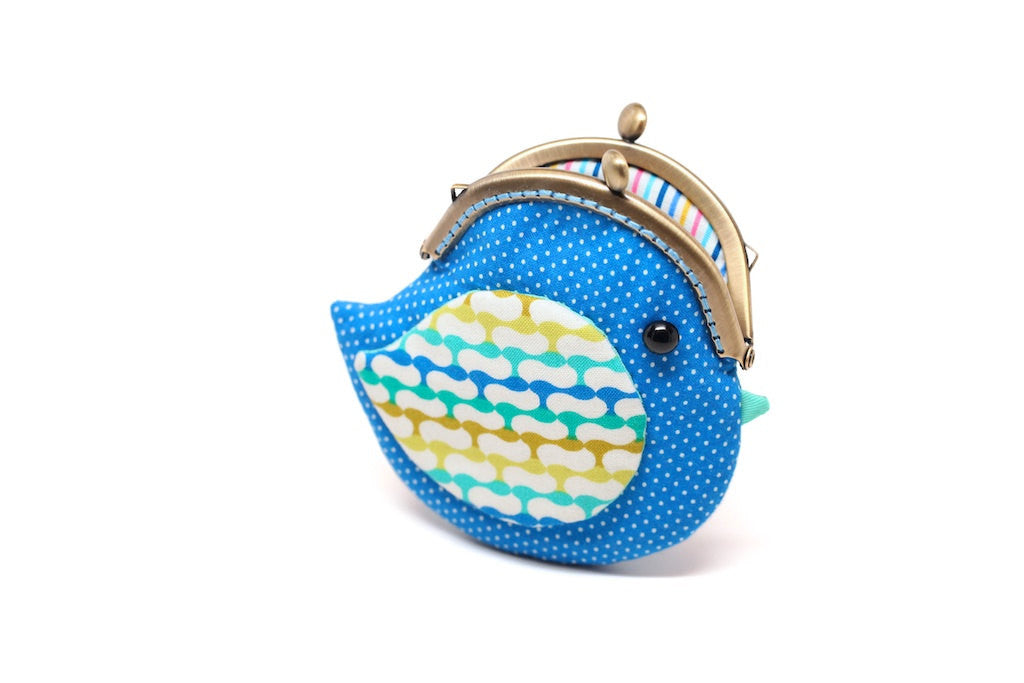 Cute ocean blue bird clutch purse