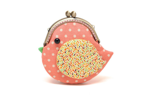 Cute coral pink bird clutch purse