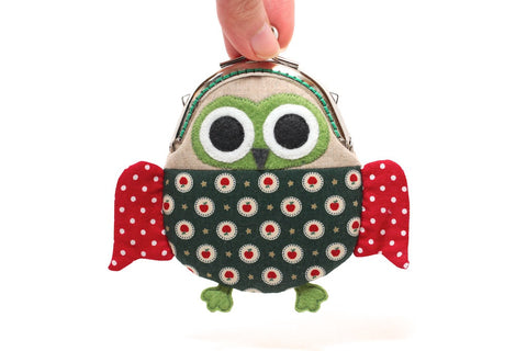 Cute starry green owl clutch purse