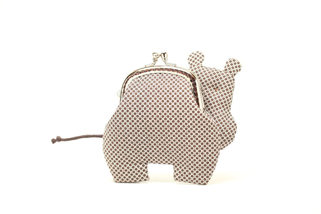 Little romantic brown hippo clutch purse