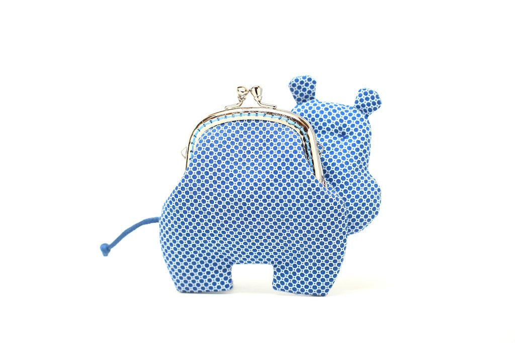 Little romantic blue hippo clutch purse