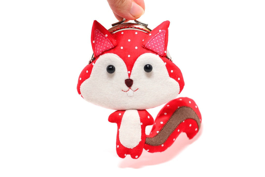 Cute vivid red squirrel clutch purse