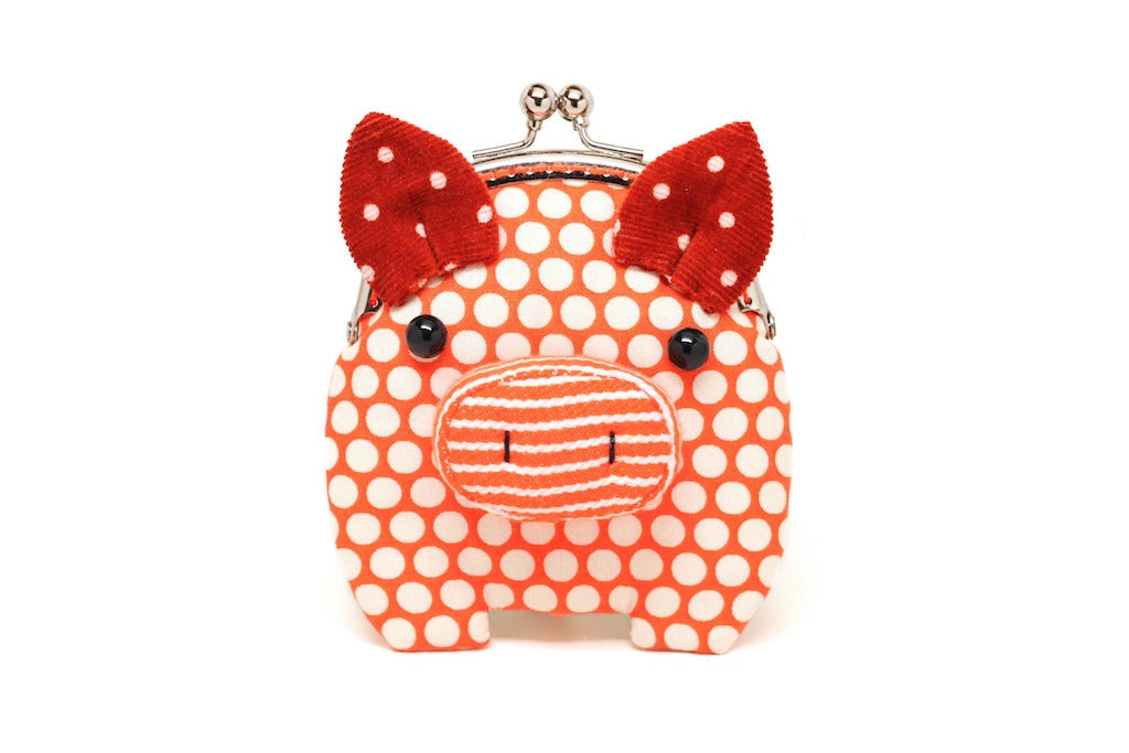Little ochre orange piggy clutch purse