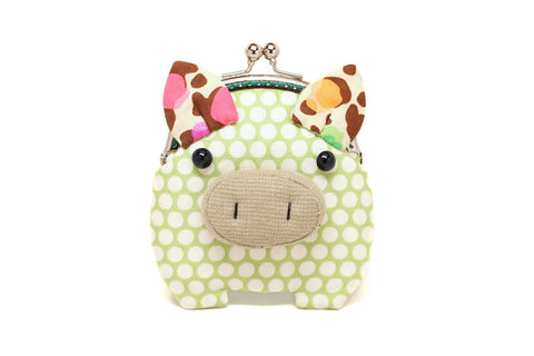 Little caper green piggy clutch purse