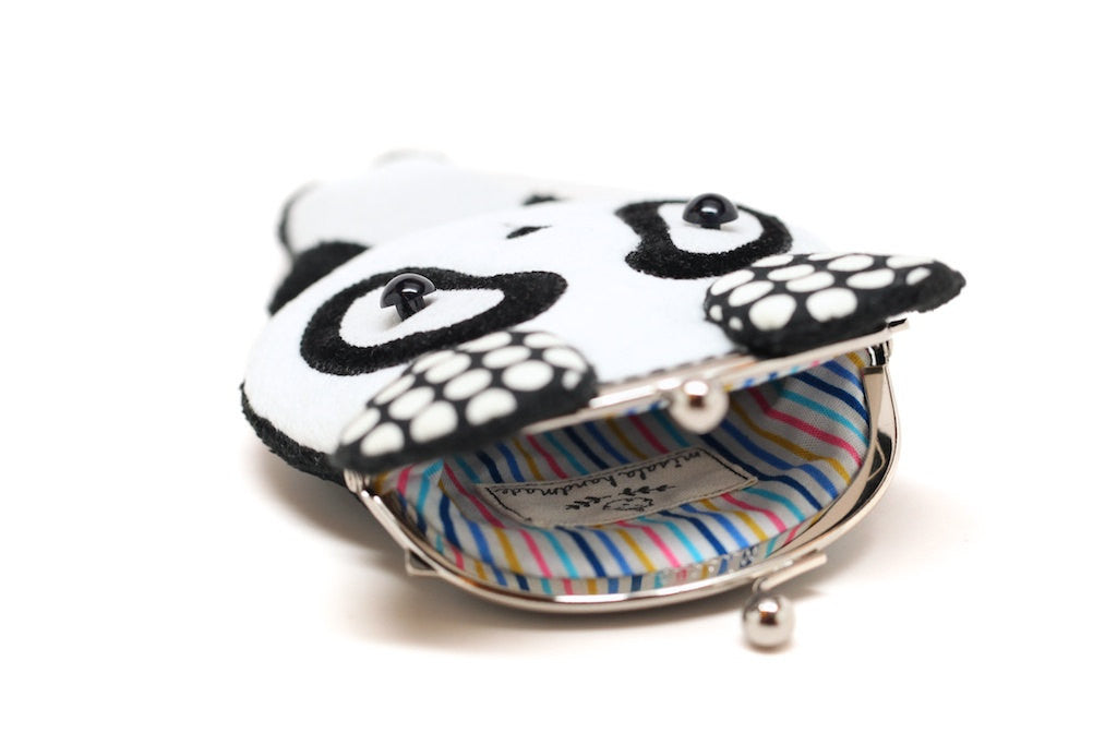 Cute dotty white panda clutch purse