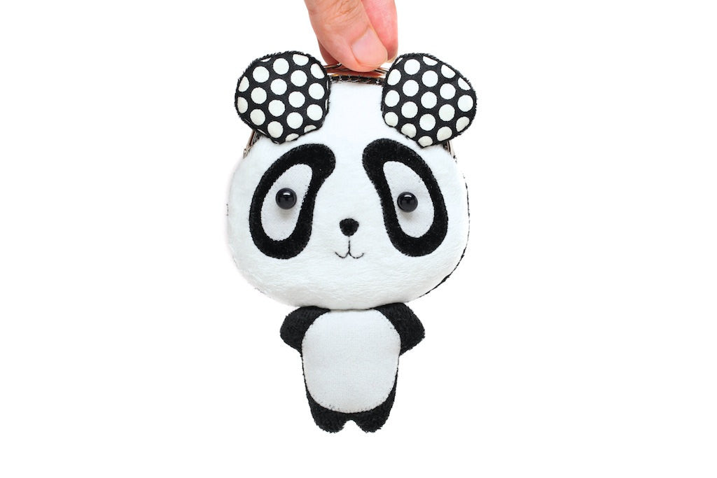 Cute dotty white panda clutch purse