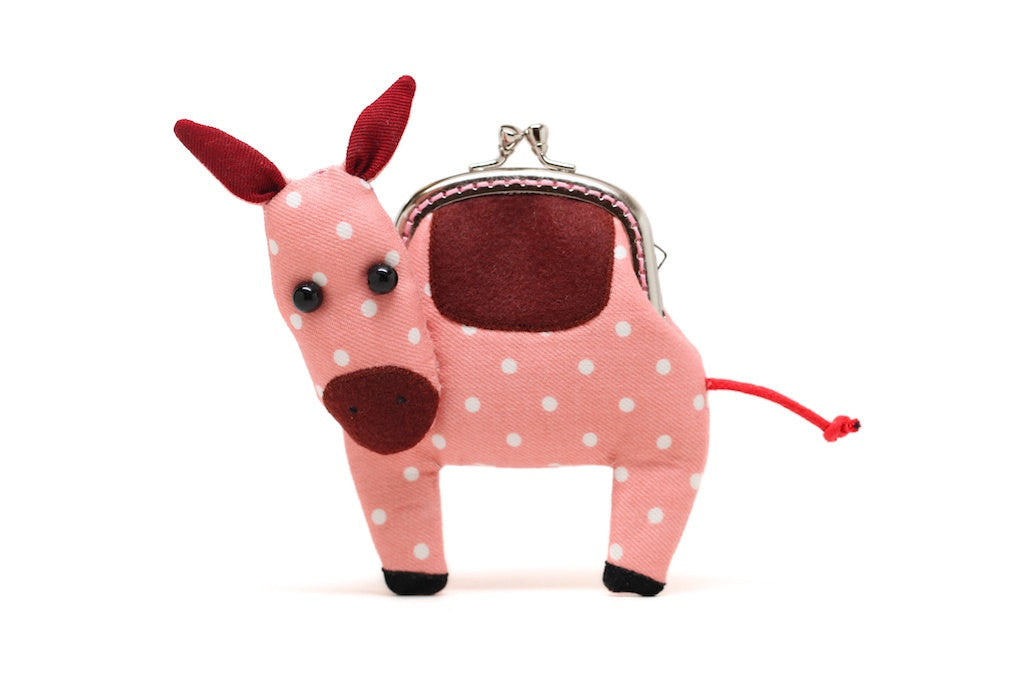 Little pastel pink donkey clutch purse
