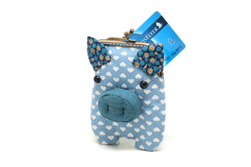 Indigo hearts piggy card holder wallet