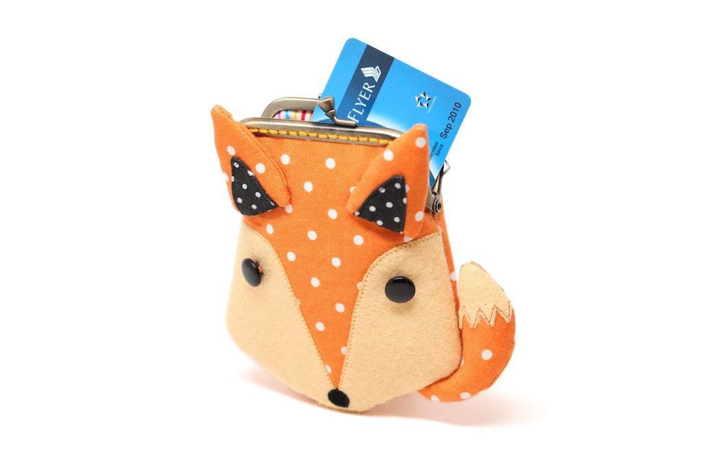 Tangerine orange fox card holder wallet