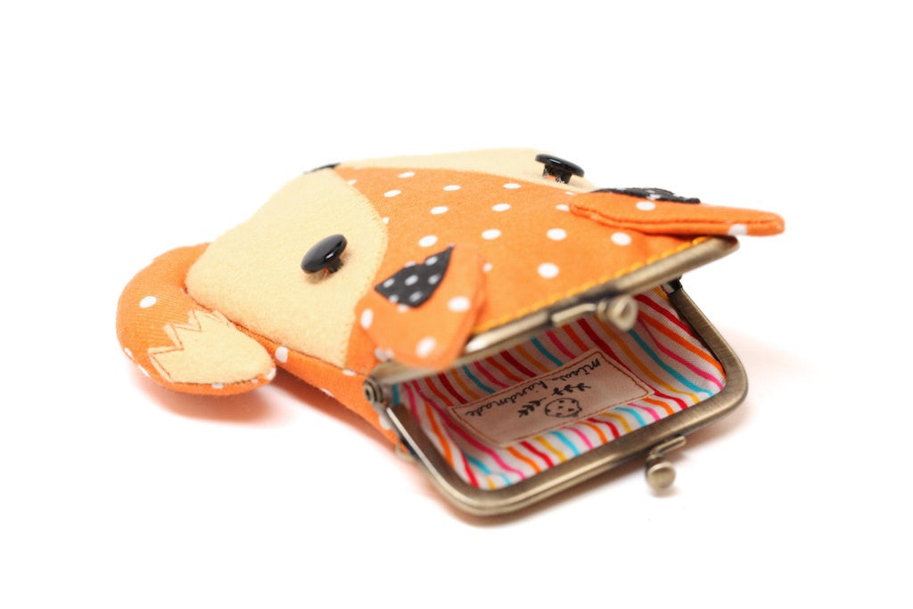 Tangerine orange fox card holder wallet