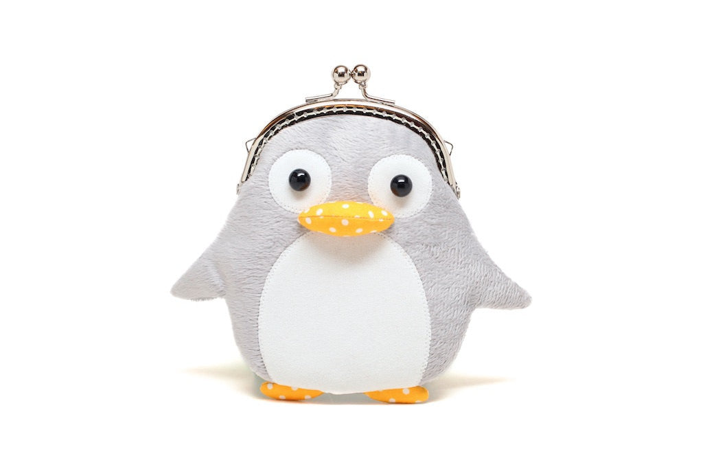 Grey furry penguin card holder wallet
