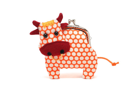 Little friendly orange cow clutch purse