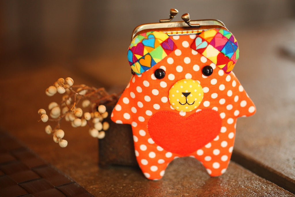 Bear my love orange hearty card holder wallet